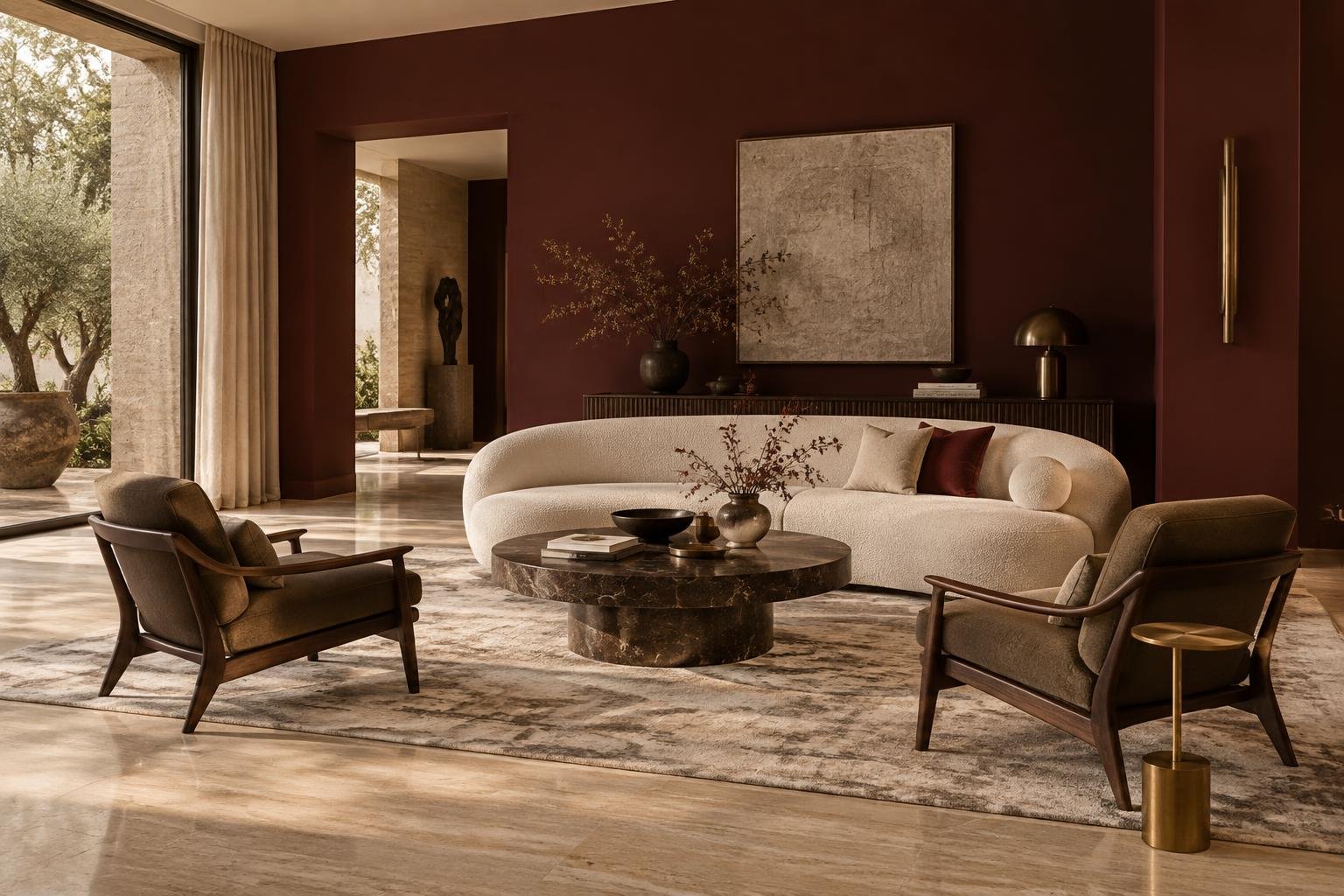 Woogh living room with sculptural seating